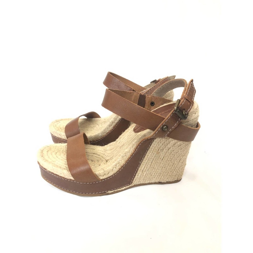 ADOLFO DOMINGUEZ Straw/Brown Wedges - Picture 5 of 8